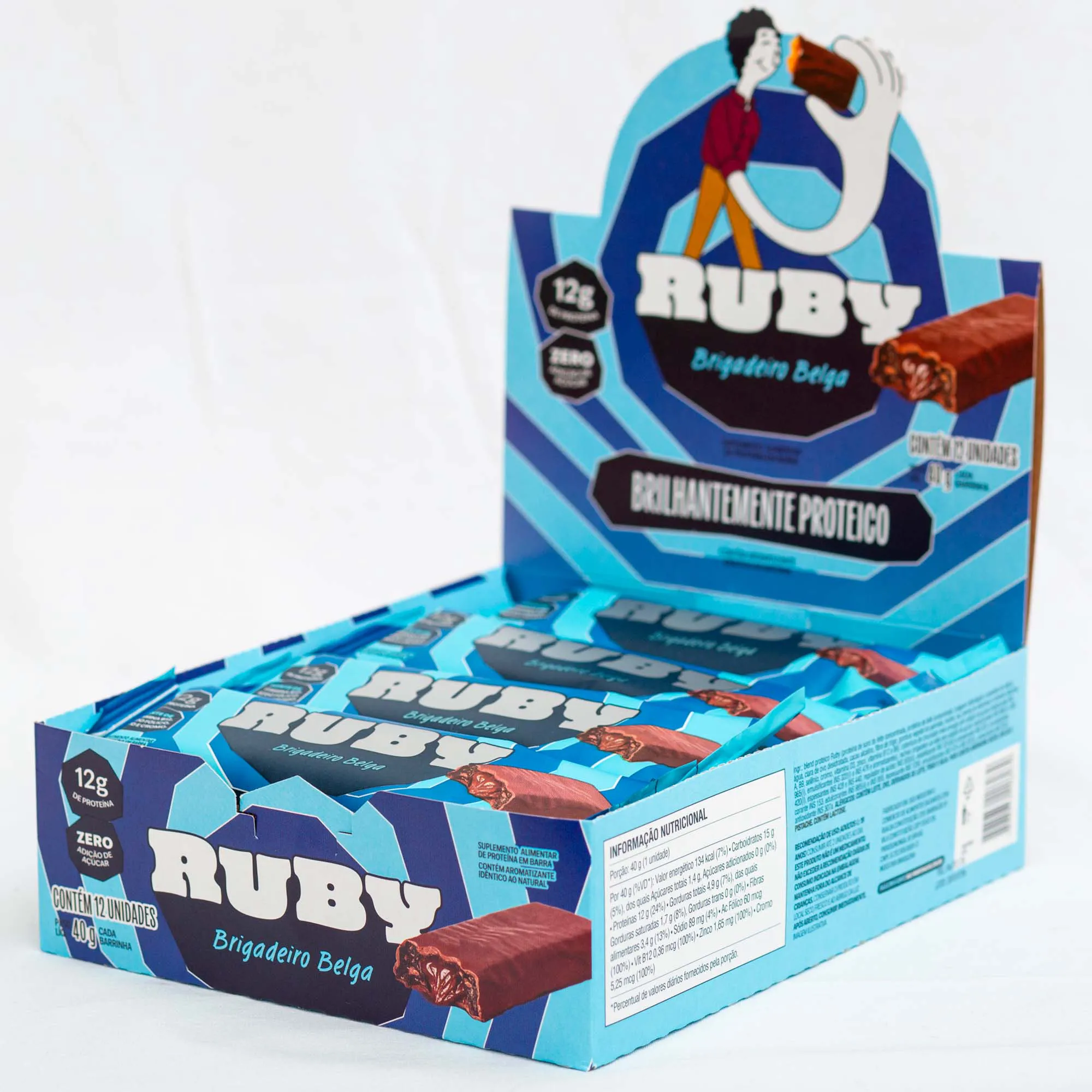 barra de proteína brigadeiro belga display com 12u