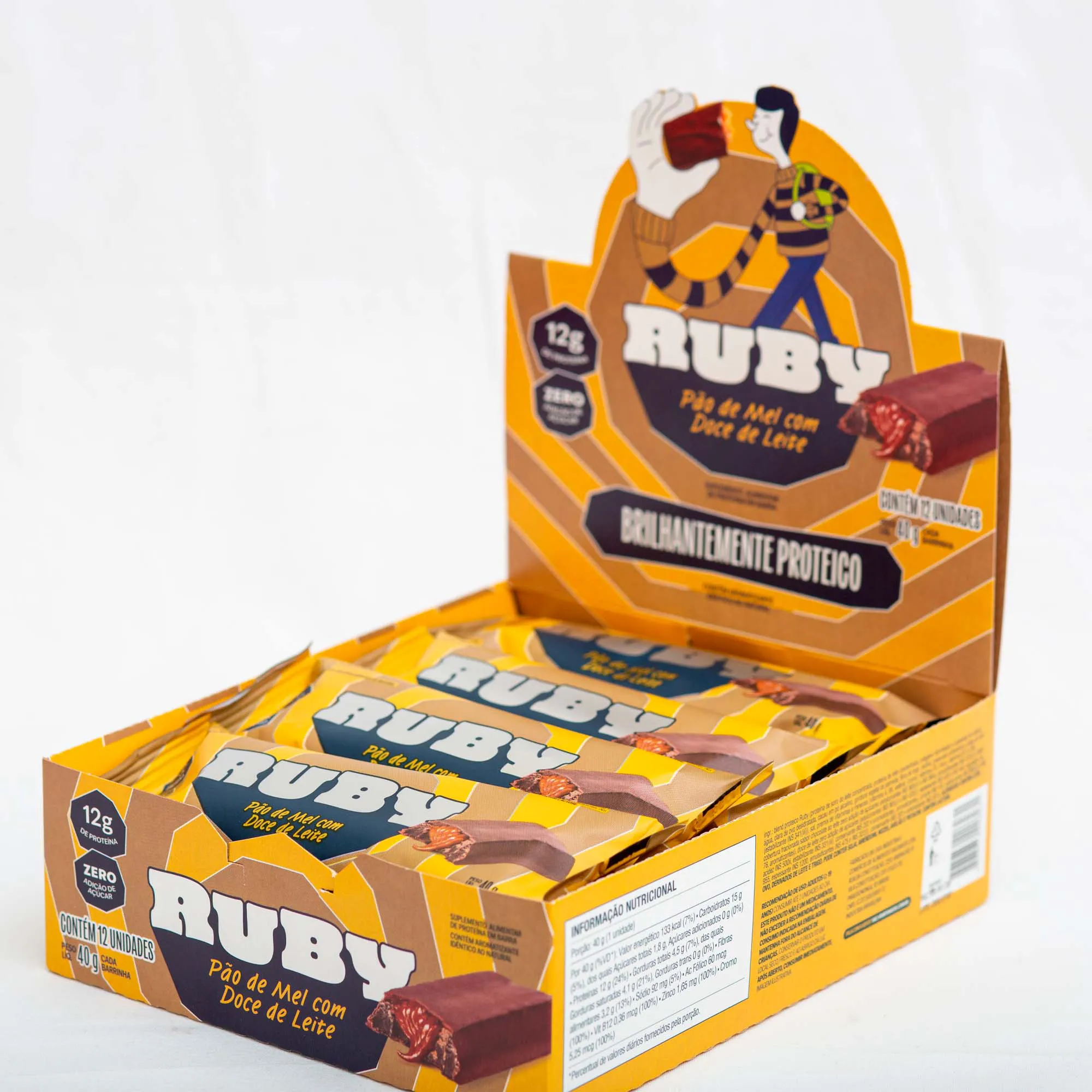 barra de proteína pão de mel display com 12u