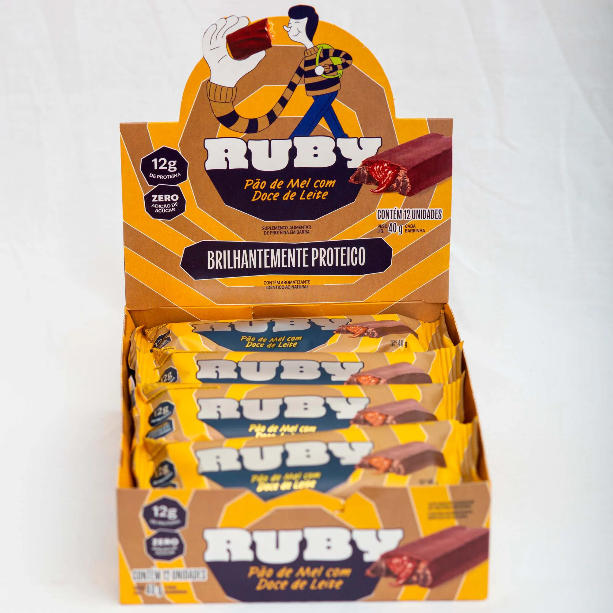 barra de proteína pão de mel display com 12u
