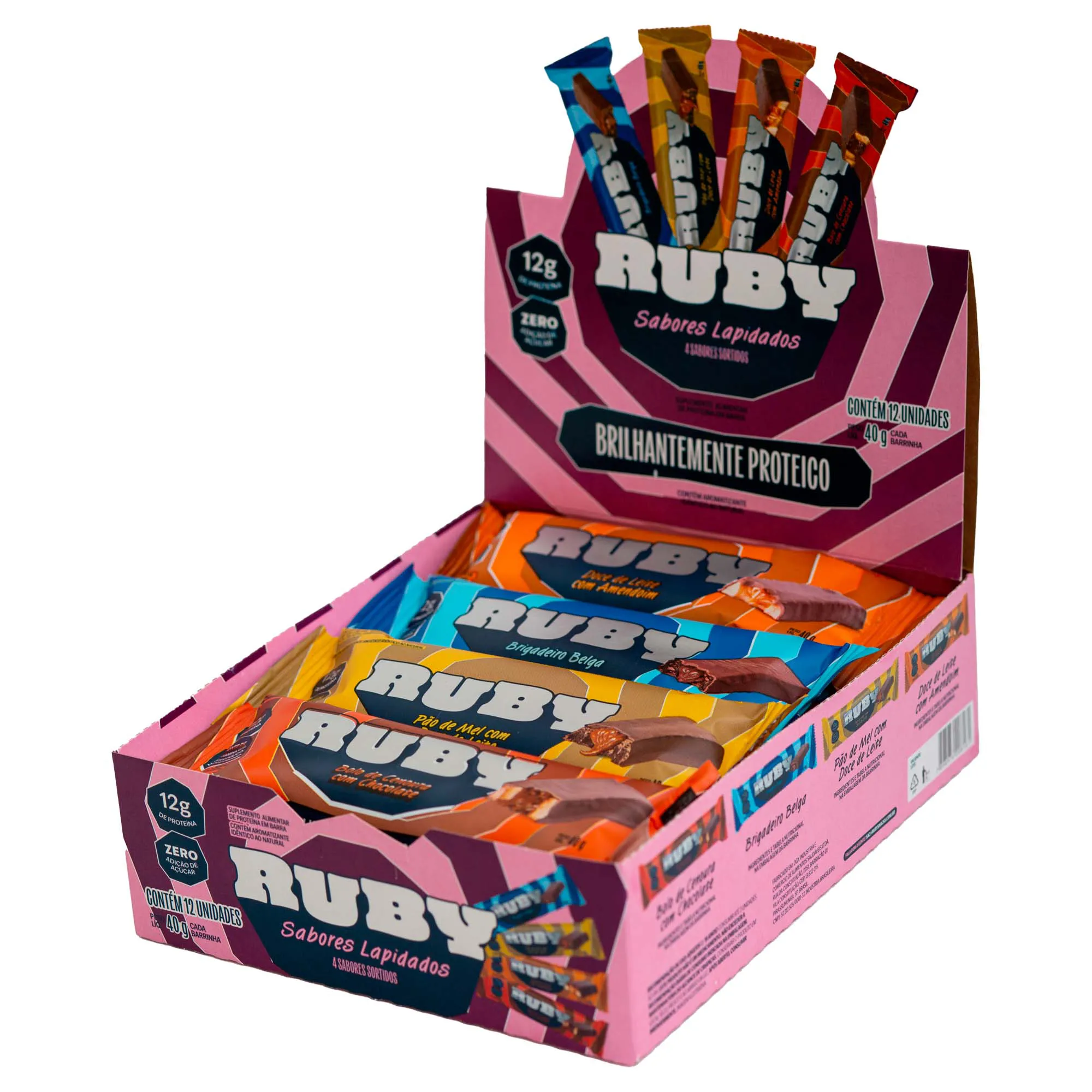barra de proteína sabores lapidados display com 12u