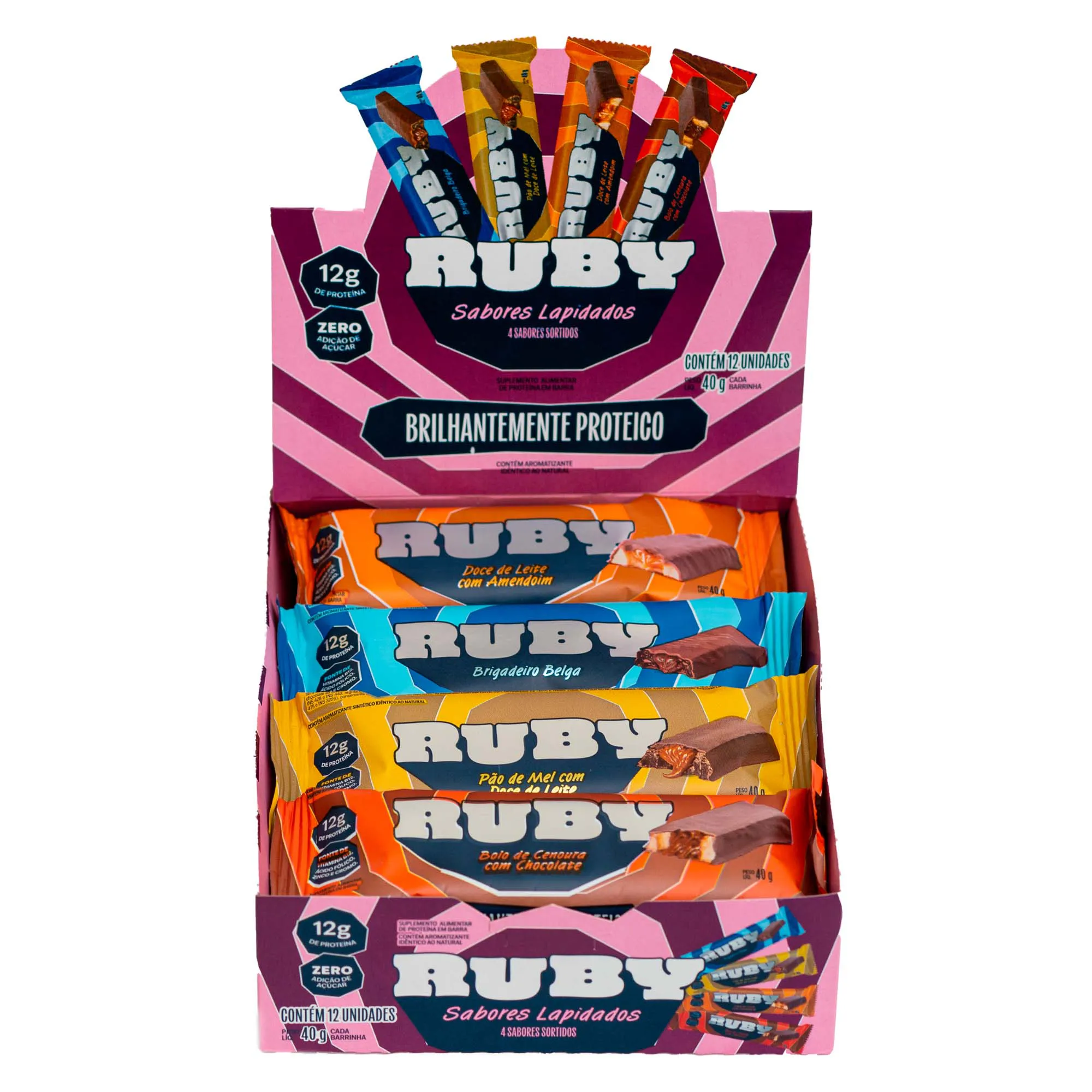 barra de proteína sabores lapidados display com 12u